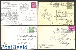 4 postcards with Olympic games promtional cancellations (1920,1928,1936)