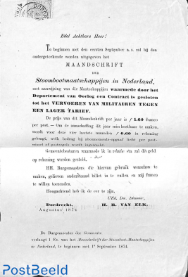 folding official mail from Dordrecht to Weerselo. See Dordrecht postmark and Wapenzegel 1 c