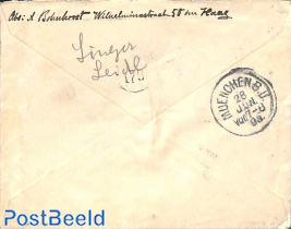 Cover from The Hague to Munchen, see both postmarks. Drukwerkzegel 2.5 cent and Princess Wilhelmina 