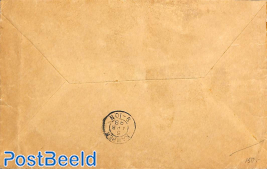 Registered envelope from Sittard to Kampen, see both postmarks.  Princess Wilhelmina (hangend haar) 