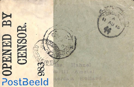 Registered censored letter from Amsterdam to London