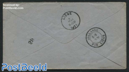 Letter from Maastricht to Liege with 5c stamps (= border rate, grenstarief)