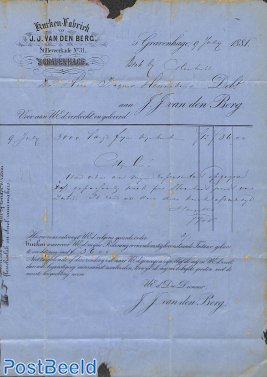 Invoice letter, parcel shipment from 's-Gravenhage to Beek (corks)