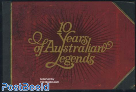10 Years of Australian legends booklet with 14 s/s