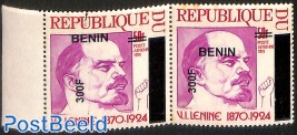 set of 2 stamps,lenin, overprint