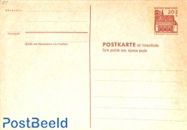 Reply paid postcard  20/20pf