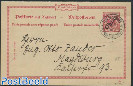 Postcard (with paid answer) to Magedeburg