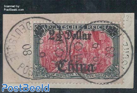 German Post, 2.5$, peace print, left overprint, type Ib, used on piece of letter