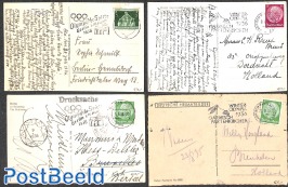 4 postcards with Olympic games promtional cancellations