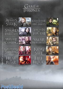 Game of Thrones, collectors sheet s-a