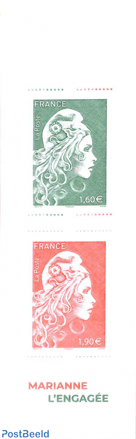 Marianne booklet with 14 stamps (2 large, 12 small)