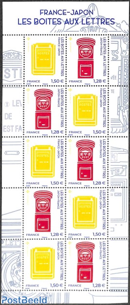 Post Boxes m/s, joint issue Japan
