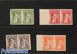 4 imperforated pairs MNH