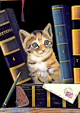 Cat between books