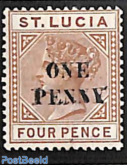 ONE PENNY on 4d, Stamp out of set