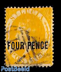 FOUR PENCE, perf. 14, used