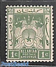 Kelantan, 1c, WM Script-CA, Stamp out of set
