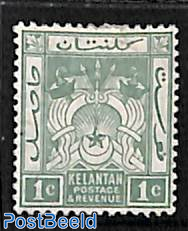 Kelantan, 1$, WM Crown-CA, Stamp out of set