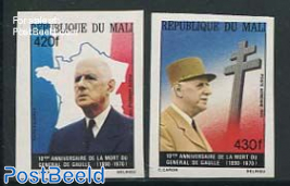 Charles de Gaulle 2v, Imperforated