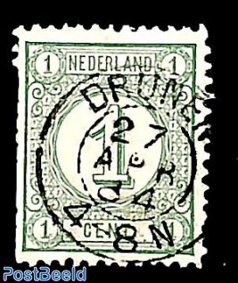 Kleinrond DRUNEN on NVPH No. 31 (damaged stamp)