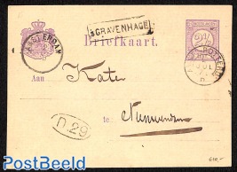 Card with naamstempel in kastje: 'S GRAVENHAGE