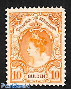 10 Gulden 'bontkraag' unused with attest