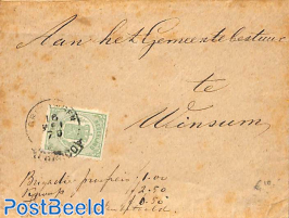 Official mail from Groningen to Winsum. Wapenzegel 1 cent 