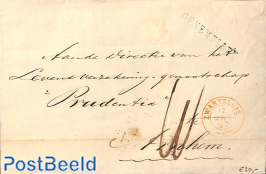 folding letter from Genemuiden via Zwarsluis to Arnhem, see Zwartsluis postmark. LANGSTEMPEL Genemui