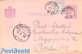 briefkaart from Deventer to Berlin. Drukwerkzegel cijfer 2.5 cent