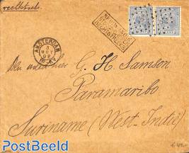 Cover from Amsterdam to Paramaribo, see its postmark on the behind. Seamail, see postmark. 2 x Princ