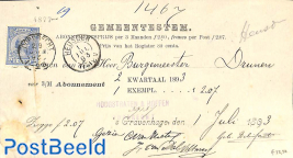 subscription from The Hague to Drunen via Heusden, see postmarks. Princess Wilhelmina (hangend haar)