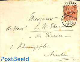 Cover from Rotterdam to Arnhem, see both postmarks. Princess Wilhelmina (hangend haar).