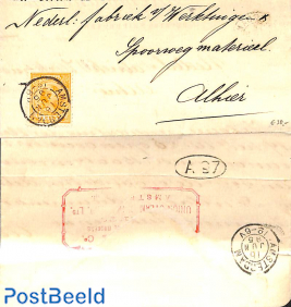 Official mail from/to Amsterdam. Princess Wilhelmina (hangend haar) 3 cent 