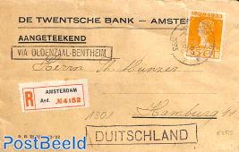 Registered letter from Amsterdam to Hamburg