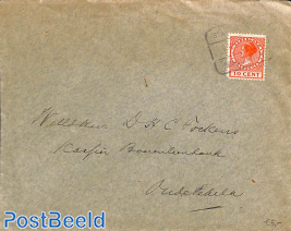 envelope to Oude Pekela from Nieuwe Pekela, Railway postmark