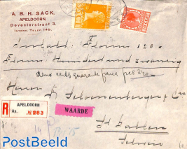 Registered letter with declared value from Apeldoorn to St Gallen 