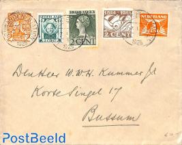 Letter from Leeuwarden to Bussum with 5 diff. 2c stamps