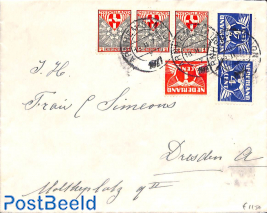 Letter with child welfare stamps from ARNHEM-STATION to Dresden