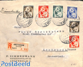 Registered letter to Germany with Child welfare stamps