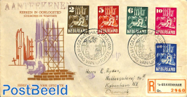 Churches in wartime 5v, FDC, closed flap, registered mail