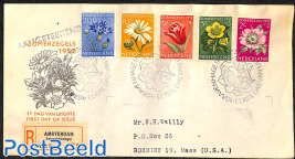 Flowers FDC, closed flap, typed address