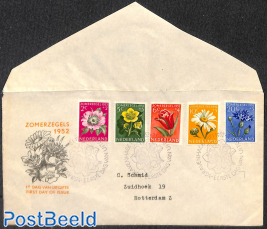 Flowers FDC, open flap, typed address