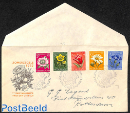 Flowers FDC, open flap, written address