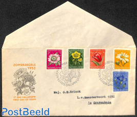 Flowers FDC, open flap, typed address, very fresh cover