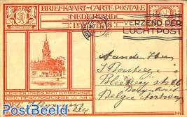 Postcard 12.5c, Lemmer, sent to Belgium