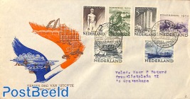 Summer welfare 6v FDC without text 'Zomerzegels 1950', typed adress, closed flap, open on top side