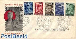 Child welfare 5v, FDC, closed flap, typed adress