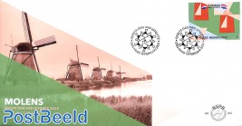 Typical Dutch, windmills 1v, FDC 857