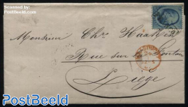 Letter from Maastricht to Liege, Border rate with 30km (=5c)