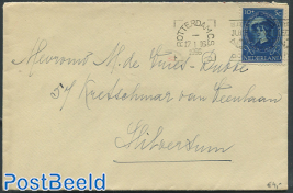 Envelope from Rotterdam to Hilversum, with Rotterdam mark. NVPH NO.669
